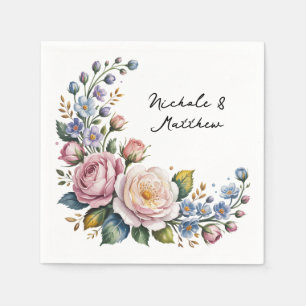 Romantic Floral Bouquet Wedding Napkin