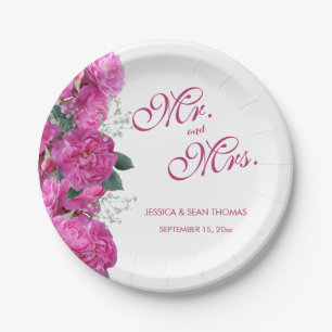Romantic Floral Bouquet Wedding Paper Plate