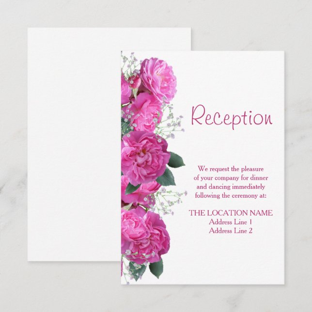 Romantic Floral Bouquet Wedding Reception Invitation (Front/Back)