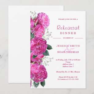 Romantic Floral Bouquet Wedding Rehearsal Dinner Invitation