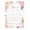 Romantic Floral Bridal Shower Bingo Game Card