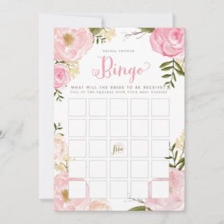 Romantic Floral Bridal Shower Bingo Game Card