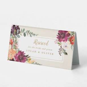 Romantic Floral Burgundy + Peach Bride & Groom