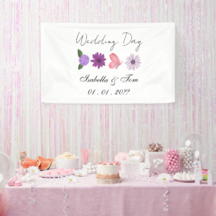 Romantic floral & Butterfly Garden Wedding Party  Banner