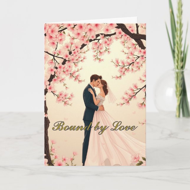 Romantic Floral Cherry Blossom Folded Invitation (Front)