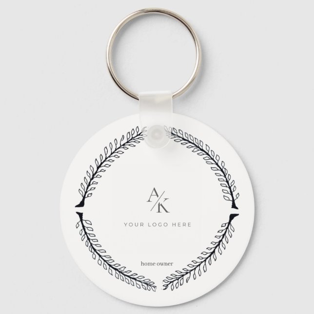 Romantic Floral Circle Save the Date Key Ring (Front)