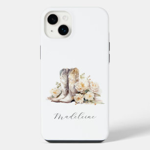 Romantic Floral Cowgirl Boots Peonies iPhone 14 Plus Case