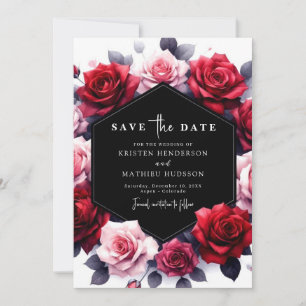 Romantic Floral Crimson Red Wedding Save The Date