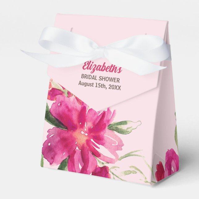 Romantic Floral Design Bridal Shower Favour Boxes (Front Side)