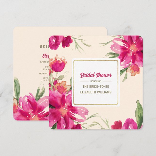 Romantic Floral Design Bridal Shower Invitations (Front/Back)