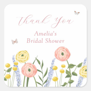 Romantic Floral Elegance Bridal Shower  Square Sticker