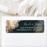 Romantic Floral Elegance Wedding<br><div class="desc">This elegant return address label has contemporary flair with subtle light and shadows featuring beautiful double tulips, white berries, and Icelandic poppies. The color scheme includes off-white flowers with slight tinges of pale blush and a luxurious deep slate gray background. The type face pairings used on the design is modern...</div>