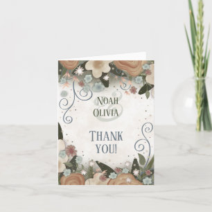 Romantic Floral Elegant FloraI Wedding Pretty Thank You Card