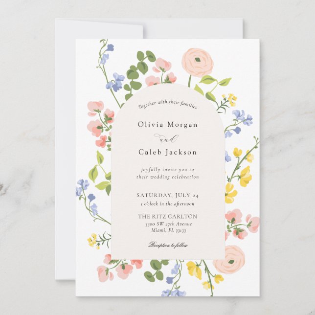 Romantic Floral Elegant Wedding Invitation (Front)