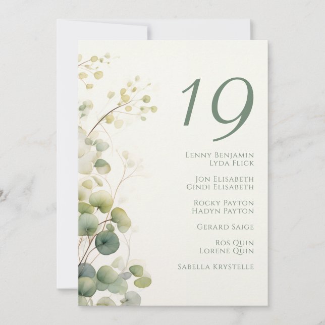 Romantic Floral Eucalyptus Leaves seating chart Invitation (Front)