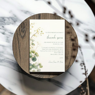 Romantic Floral Eucalyptus Leaves wedding table Thank You Card