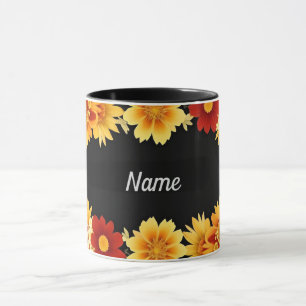 Romantic Floral Frame Aesthetic Flower Border Mug