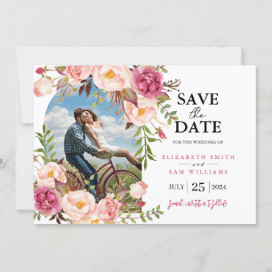 Romantic Floral Frame Custom Photo Save the Date
