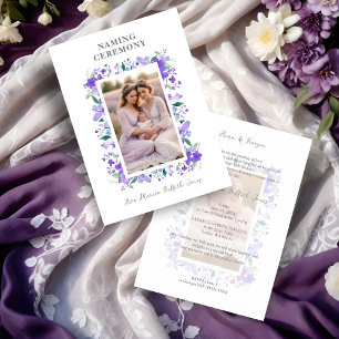 Romantic Floral Frame Purple Shades 2 Photos Invitation