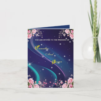 Romantic Floral Galaxy Wedding Invitation 