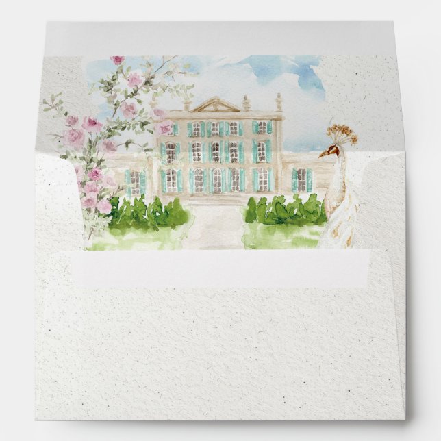 romantic floral garden arch manor wedding envelope (Back (Bottom))