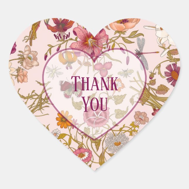 Romantic floral garden heart sticker (Front)