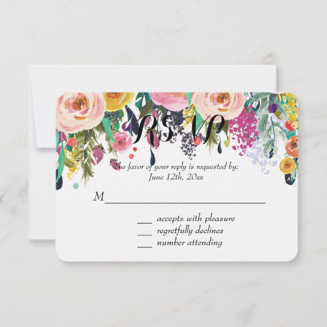 Romantic Floral Garden Watercolor RSVP (Front)