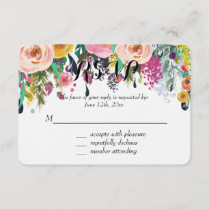 Romantic Floral Garden Watercolor RSVP Card