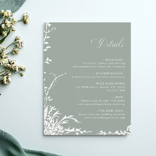 Romantic Floral Garden Wedding Details Sage Green Enclosure Card