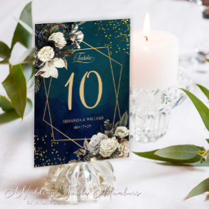 Romantic Floral Gold Wreath Wedding Table Number