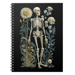 Romantic Floral Gothic   Moody Botanical Skeleton Notebook