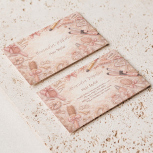 Romantic Floral Hair Stylist Branding Business Card