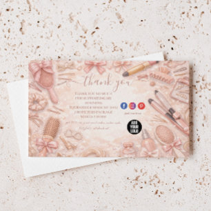 Romantic Floral Hair Stylist Branding Thank You Card