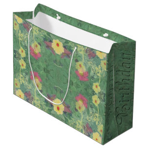 Romantic Floral "Happy Birthday" Medium Gift Bag