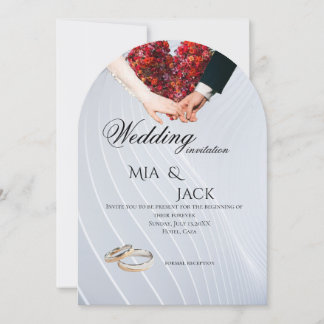 Romantic Floral Heart Arch Wedding Invitation