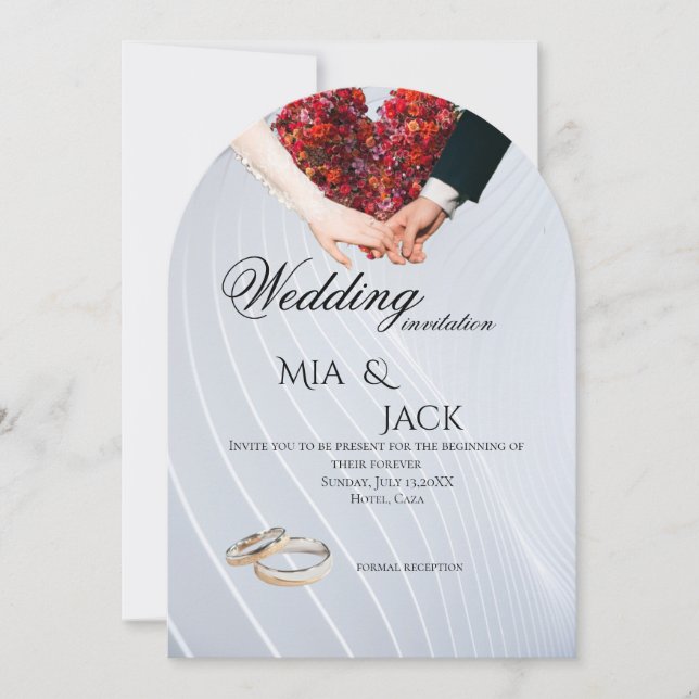Romantic Floral Heart Arch Wedding Invitation (Front)