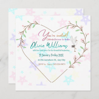 Romantic Floral Heart Bridal Shower Invitation | E