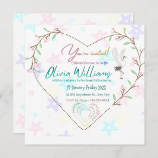 Romantic Floral Heart Bridal Shower Invitation | E