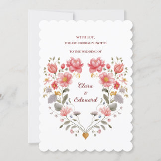 Romantic Floral Heart Poetic Fairytale Wedding  Invitation