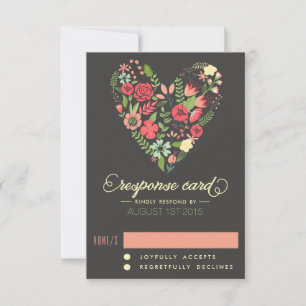 Romantic Floral Heart RSVP Card