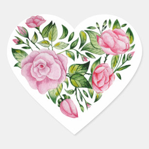 Romantic Floral Heart Sticker