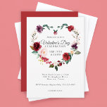 Romantic Floral Heart Valentine's Day Celebration Invitation<br><div class="desc">Host a dinner party, cocktail party, banquet or other celebration for Valentine's Day with this elegant party invitation. It includes a romantic watercolor floral heart surrounding the text with your event title, date and time. The remainder of the details are placed below the floral heart for an elegant invitation with...</div>