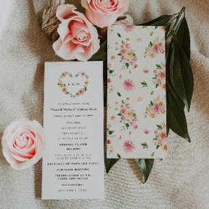 Romantic Floral Heart Wedding Ceremony Program Programme