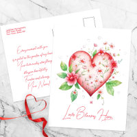 Romantic Floral Heart with Pink and Red Flowers