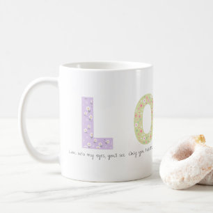 Romantic Floral LOVE Initial Acrostic Design Coffee Mug