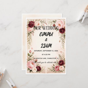 Romantic Floral Meadow Wedding Invitation