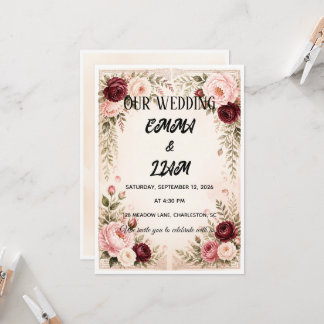 Romantic Floral Meadow Wedding Invitation