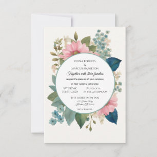 Romantic Floral & Minimalist Elegant Wedding RSVP Card
