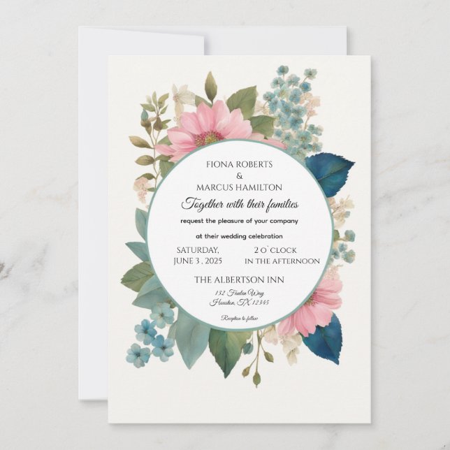 Romantic Floral & Minimalist Elegant Wedding Save The Date (Front)