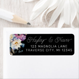 Romantic Floral Moody Dark Flowers Return Address